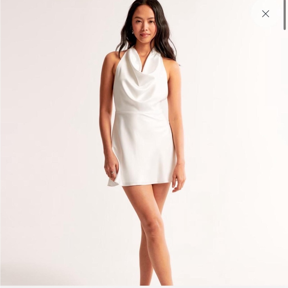 Abercrombie & Fitch White Cowl Neck Mini Dress